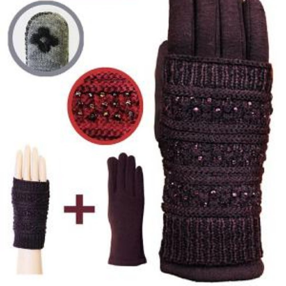 Brown Bling Gloves